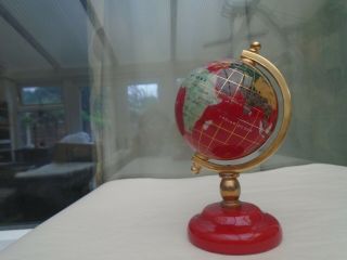 Stunning Small Red Gemstone Desk Top Globe With Brass Stand Take A Look