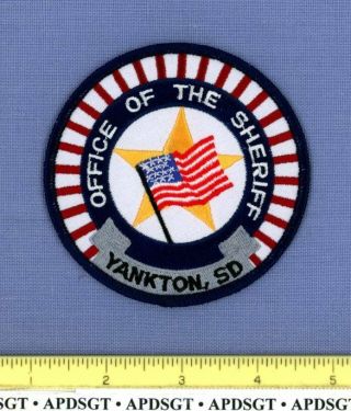 Yankton Sheriff Office South Dakota Police Patch Us Flag Gold Star 3.  5 "