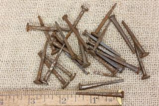 1 1/2” Old Square Nails 1/4 " Head 25 Qty Vintage 1880’s Iron Antique Rust Patina