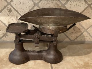 Vintage Antique Cast Iron Balance Scale With Bowl To Weigh 7lbs No Weights