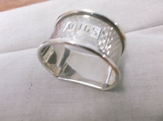 A Vintage Sterling Silver " D Shape " Napkin Ring M J G S Sheffield 1950s