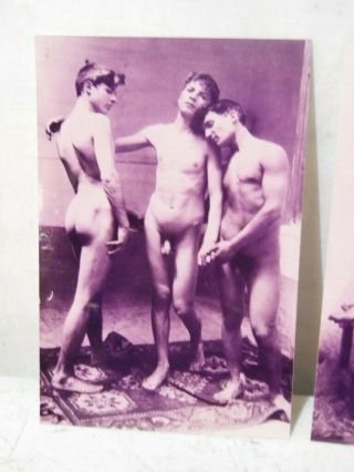 Two Vintage Wilhelm Von Gloeden Photograph Picture Art Reprint Male Nudes C.  1900 2