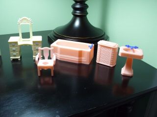 Vintage Plastic Doll House Furniture and Toy Dish Set 4
