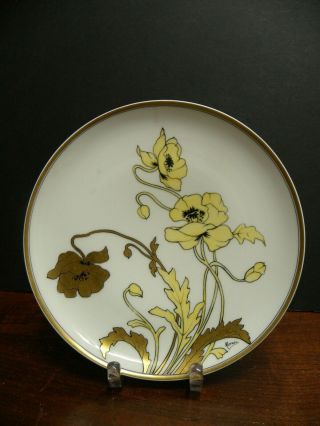 An Antique Art Nouveau Haviland Co Limoges Plate Decorated W/ Cosmos By Moreau