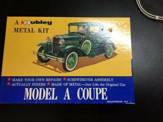 Vintage Hubley Metal Car Building Kit Model A Coupe Box