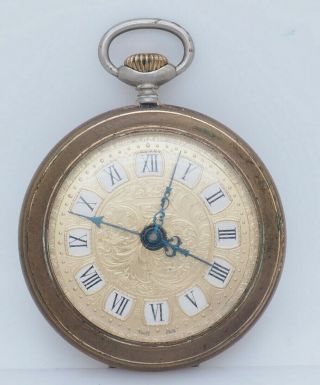 Vintage Henry Coehler Brevet Swiss Made 1j Alarm Open Face Pocket Watch