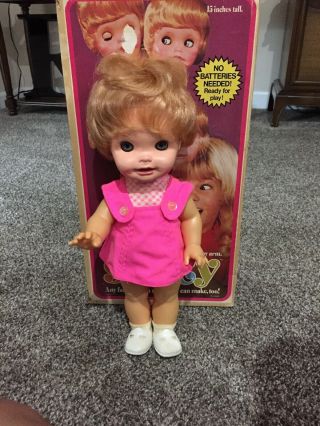 Vintage Saucy Doll Mattel 1972 With Box Interactive 15 " Creepy Odd Toy