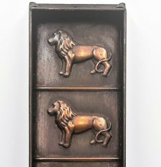 Antique Steel And Copper Chocolate Candy Mold 6 Slots Lions Design