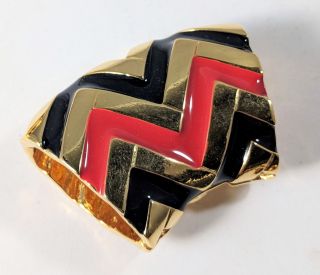 Vintage Black,  Red And Gold Chevron Styled Scarf/tube Slide - 1.  5 " Gift Boxed