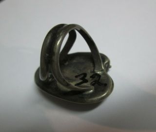 Antique Native American Silver and Agate? Ring with TM Hallmark 3