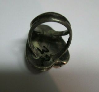 Antique Native American Silver and Agate? Ring with TM Hallmark 4