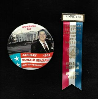 2 Ronald Reagan 1981 Inaugural Button And Governor 