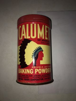 Antique Calumet 1/2 Lb Baking Powder Tin Can Vintage Kitchen