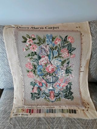 Vintage Hand Embroidered Tapestry Queen Mary 