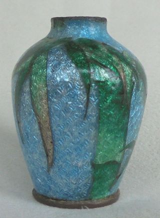 Antique Japanese Ginbari Foil CloisonnÉ Miniature Vase (1.  25  - 3.  5 Cm) Signed