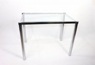 Vintage 60s Mid Century Modern Mcm Chrome Silver End Table Side Table Glass