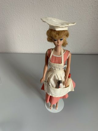 1959 Japan Barbie Doll 6 Or 7 Barbie - Q Outfit 962 With Utensils
