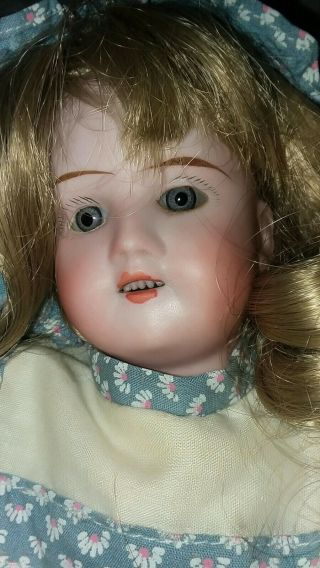 Antique Bisque Socket Head Am 390 Doll On 5 - Piece Body But Dress Is