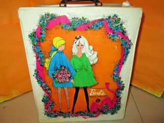 Vintage 1968 Mattel Barbie Doll Trunk Case With Accessories