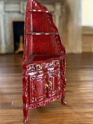 Artisan Miniature Dollhouse Vintage Signed 1/24th Cherry Wood Corner Cabinet 4
