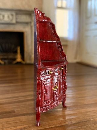 Artisan Miniature Dollhouse Vintage Signed 1/24th Cherry Wood Corner Cabinet 5