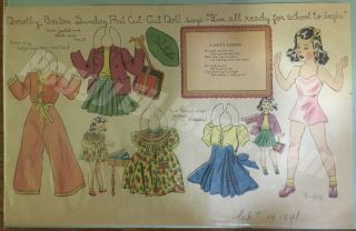 September 14,  1941 Boston Sunday Post Lucy Eleanor Leary Paper Doll 