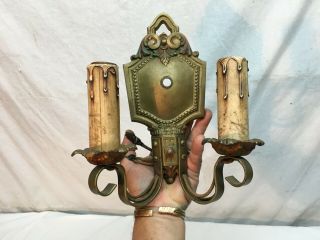 Vintage Cast Metal Double Candle Sconce Wall Light Lamp,