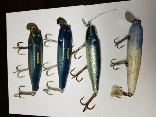 Four (4) Creek Chub Pikie Vintage Fishing Lures 7 " Long
