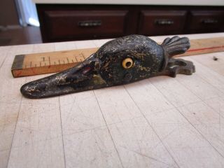 Old Antique Cast Iron Duck Head Paper Clip Glass Eyes