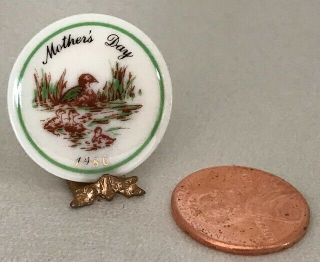 2 Signed Dollhouse Miniature Collector Plate & Stand,  1:12 Scale