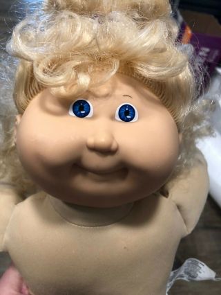 Vintage Cabbage Patch Doll Girl Long Blonde Hair Blue Eyes OAA Coleco 1983 18in. 3