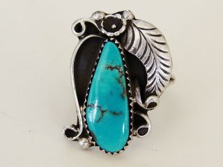 Vintage Antique Native American Navajo Turquoise Sterling Silver Ring