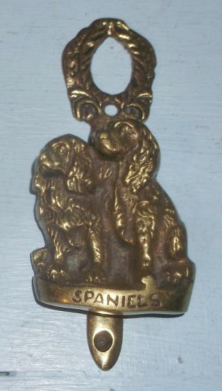 Vintage Solid Brass Spaniels Dogs Door Knocker