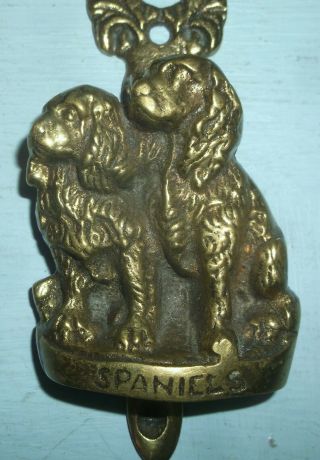 Vintage Solid Brass Spaniels Dogs Door Knocker 2