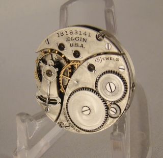 104 Years Old Movement Dial Hands Elgin 15jewels Open Face Size 3/0 Pocket Watch