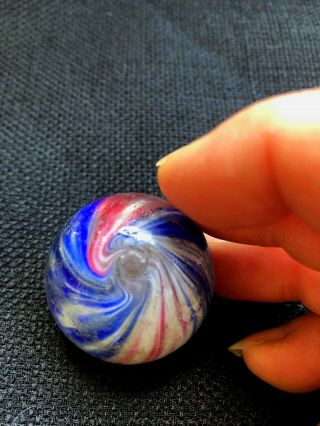 Antique Large German Magic Swirl Marble 1.  5 Inches With Pontils - -