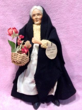 Vintage Dublin Flower Seller Doll Hand Made In Ireland College House Collectible
