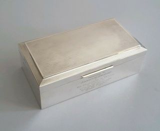 , Deco Style Vintage Solid Silver Cigarette Box.  508gms Inc.  Birm.  1970.