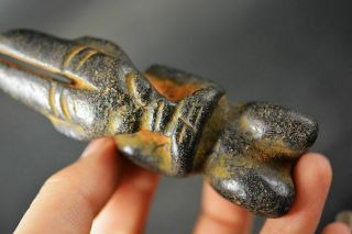 Chinese Hongshan Culture Magnet Jade Stone Carved Sun God Amulet Pendant J41