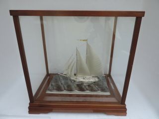 Finest Signed Japanese 2 Masted Sterling Silver 985 Sailboat Ship Takehiko Japan
