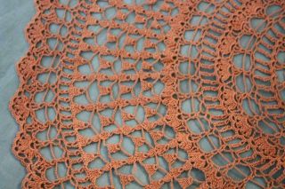 Pretty Vintage Large Table Mat,  Doilie Hand Crochet Lace Chocolate Brown