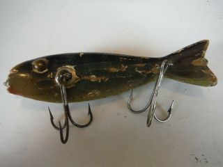 Vintage/antique Unknown Injured Minnow Wood Fishing Lure Not Marked Metal Eyes