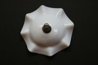 Antique 19th Century Blown Milk Glass Smoke Bell Shade Brass Fitting