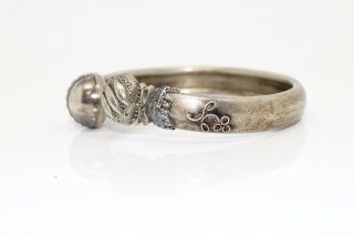 An Antique Victorian Etruscan Sterling Silver 800 Grade French Cuff Bangle 3