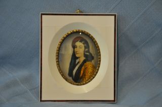 Antique Miniature Hand Painted Portrait Of A German Or Renaissance Lady; Signed