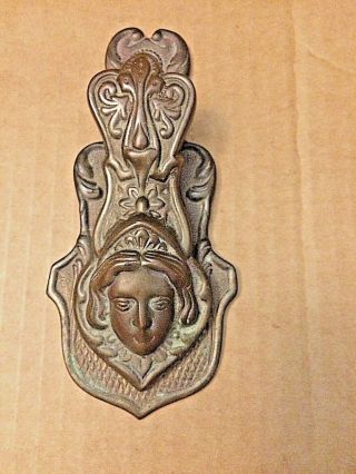 Vintage Brass Door Knocker Ornately Carved W.  Queen 