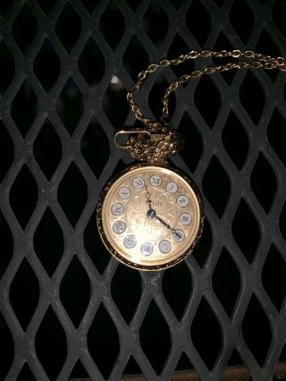 Antique Avon 17j Gold Filled Small Pocket Watch With Chain