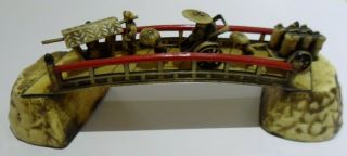 Antique/vintage Japanese Celluloid Bridge With A Variety Of Different Figures.