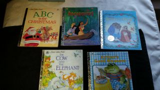 5 Vintage Little Golden Books Beauty And The Beast,  Cow And The Elephant