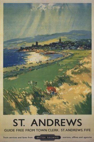 Vintage Golf - St Andrews Art Print British Railways Golfing Course Poster 24x36